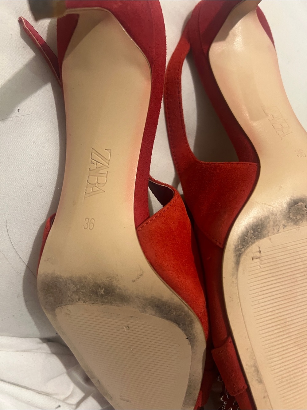 Zara Red Pointed Slingback Heels with Crystal Buckle - Picture 6 of 6